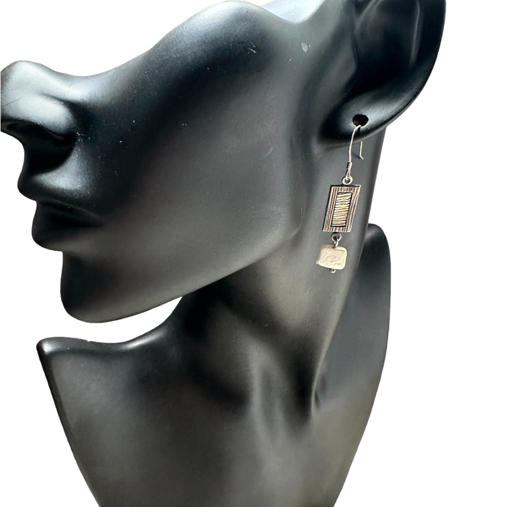 SAMPSON Sterling Silver 925 14k Pearl Dangle Earrings